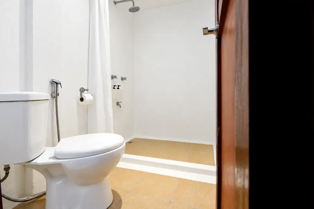 Bathroom with shower and bidet spray